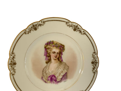 19thC Sèvres Marked Portrait Plate Madame de Lamballe Signed Debrie Made in France c.1890-1910