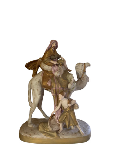 Antique Royal Dux Bohemia Porcelain Sculpture Bedouin Arab on Camel Made in Czechoslovakia 1920s
