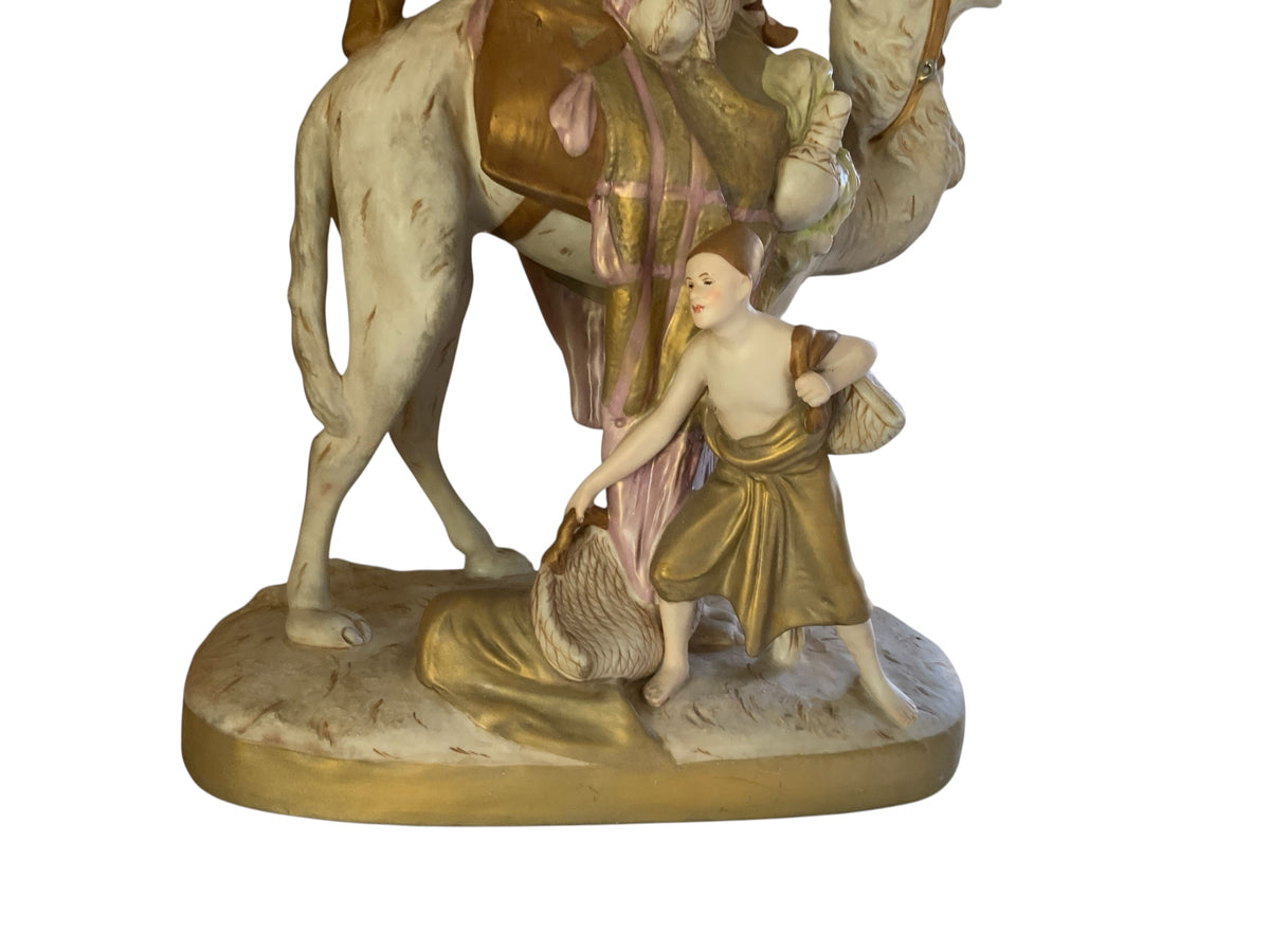 Antique Royal Dux Bohemia Porcelain Sculpture Bedouin Arab on Camel Made in Czechoslovakia 1920s