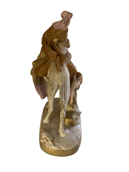 Antique Royal Dux Bohemia Porcelain Sculpture Bedouin Arab on Camel Made in Czechoslovakia 1920s