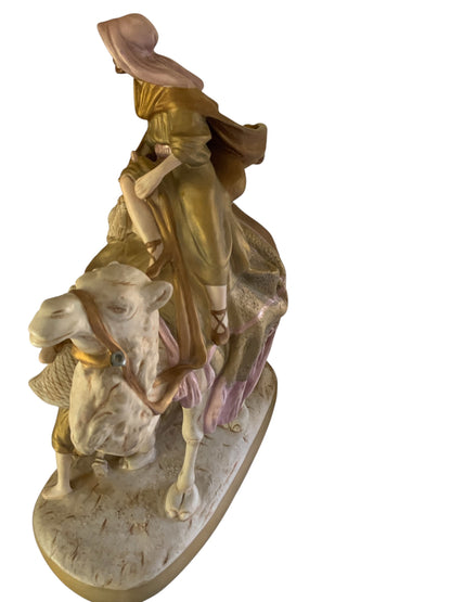 Antique Royal Dux Bohemia Porcelain Sculpture Bedouin Arab on Camel Made in Czechoslovakia 1920s