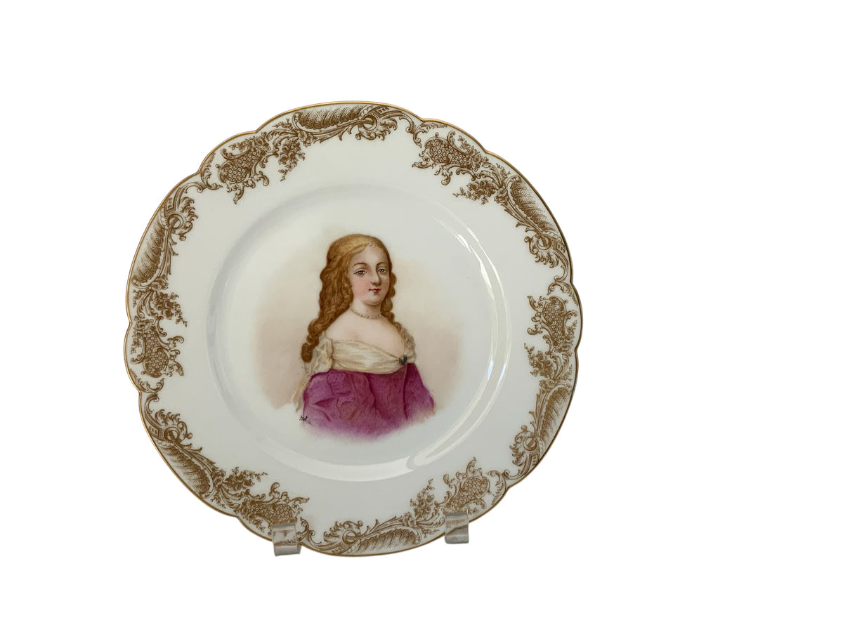 19thC Sèvres Marked Portrait Plate Madame De Montespan Signed Debrie Made in France c.1890-1910