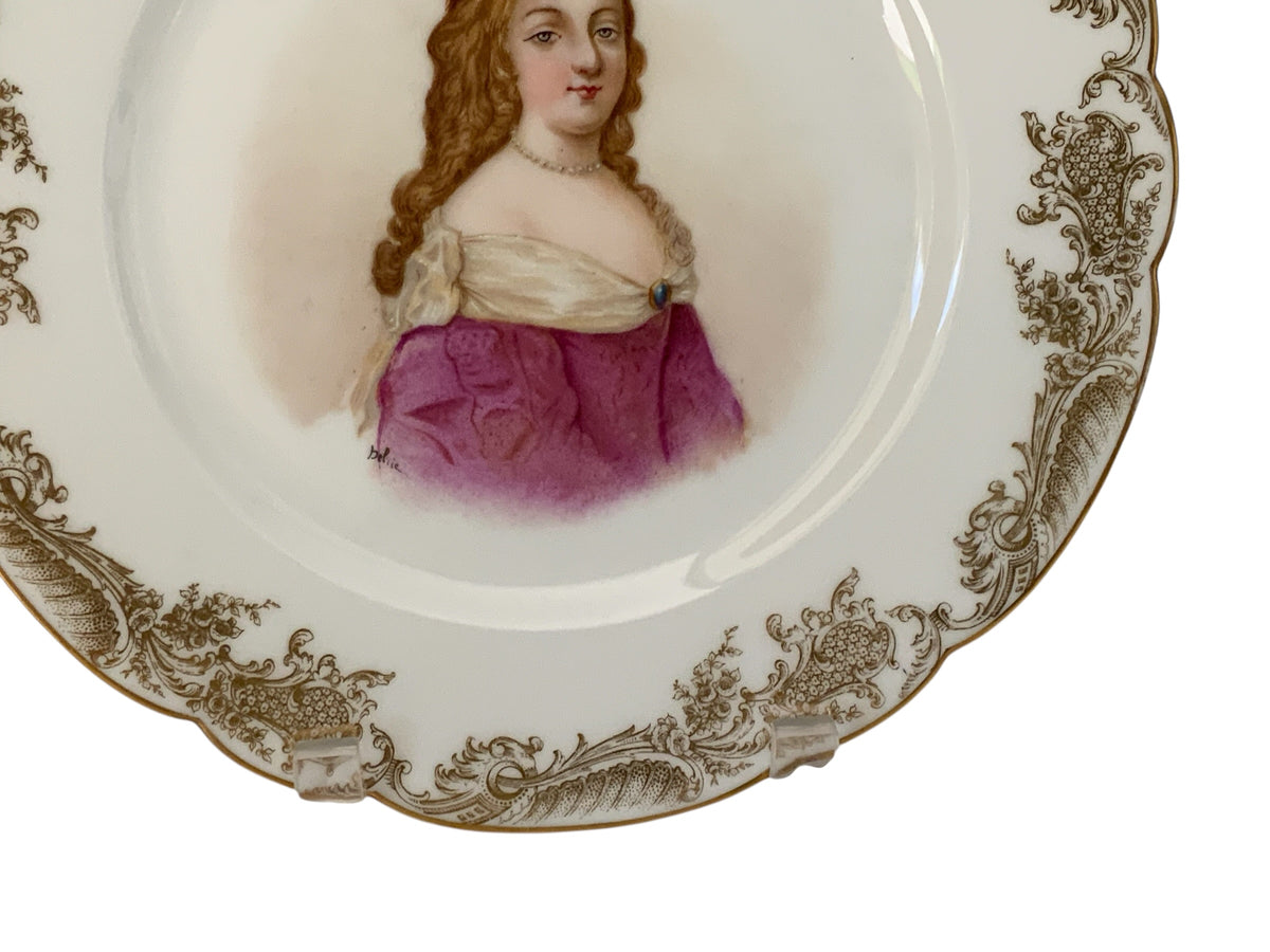 19thC Sèvres Marked Portrait Plate Madame De Montespan Signed Debrie Made in France c.1890-1910
