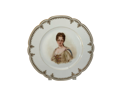 19thC Sèvres Marked Portrait Plate Duchess de Bourgogne Signed Debrie Made in France c.1890-1910
