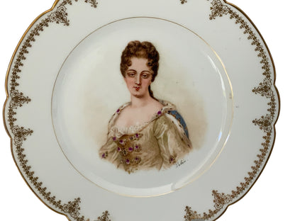 19thC Sèvres Marked Portrait Plate Duchess de Bourgogne Signed Debrie Made in France c.1890-1910