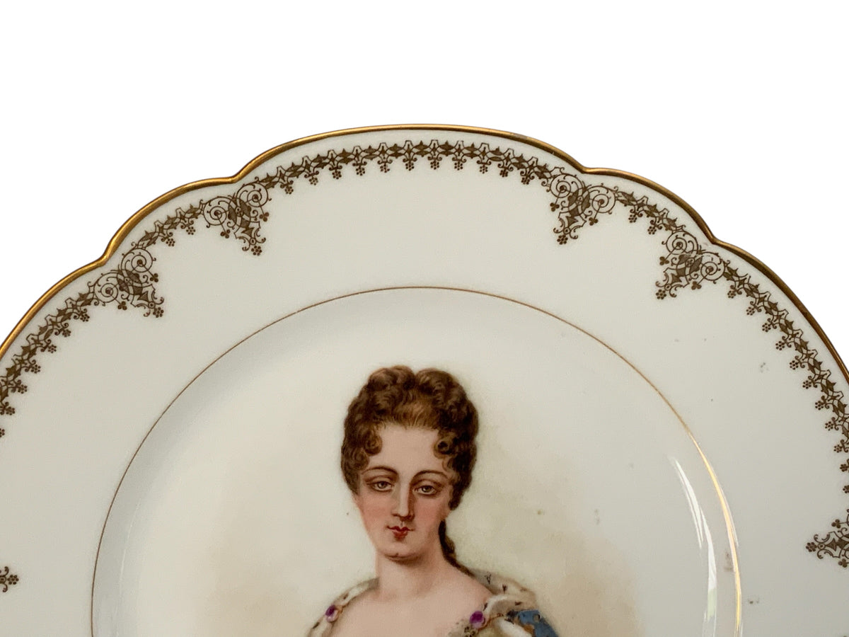 19thC Sèvres Marked Portrait Plate Duchess de Bourgogne Signed Debrie Made in France c.1890-1910