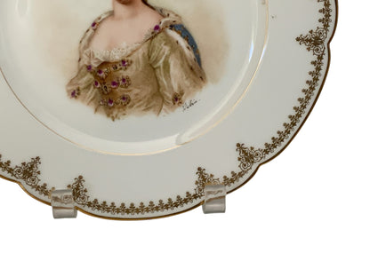 19thC Sèvres Marked Portrait Plate Duchess de Bourgogne Signed Debrie Made in France c.1890-1910