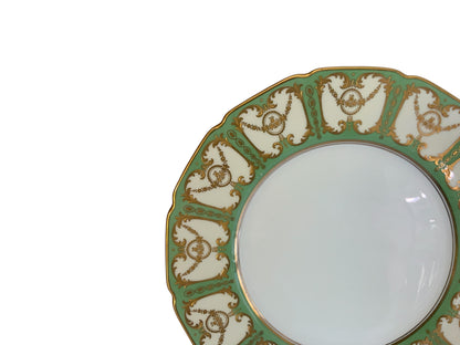 Antique Royal Doulton Robert Allen Dinner Plates Mint Green Gold Gilt 10” Set of 12 (Dated 1916/1925)