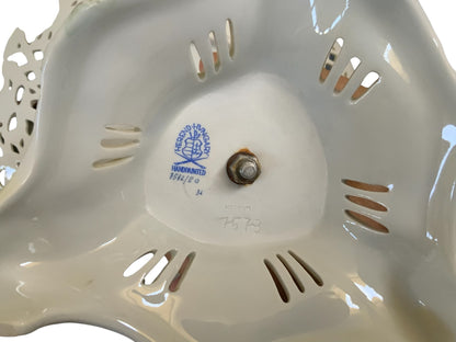 Herend Rothschild Bird (RO) 2-Tier Openwork Porcelain Cake Stand Figural Bird Finial Model 7442 Made in Hungary 1960s-1980s