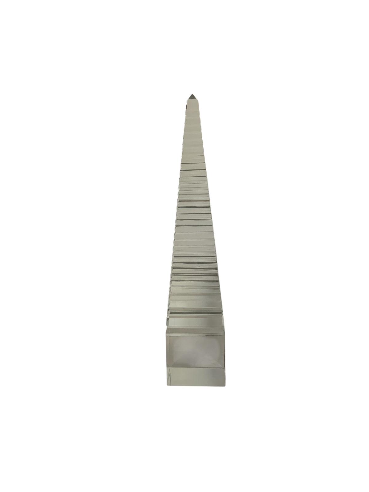 Vintage Neoclassical French Style Cut Crystal Stepped Pagoda Obelisk Sculpture - 17"