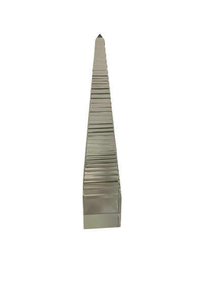 Vintage Neoclassical French Style Cut Crystal Stepped Pagoda Obelisk Sculpture - 17"
