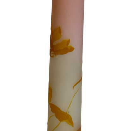 Monumental Émile Gallé (1846–1904) Art Nouveau Cameo Glass Nasturtium (Capucines) Banjo Vase c1900s