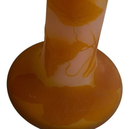 Monumental Émile Gallé (1846–1904) Art Nouveau Cameo Glass Nasturtium (Capucines) Banjo Vase c1900s