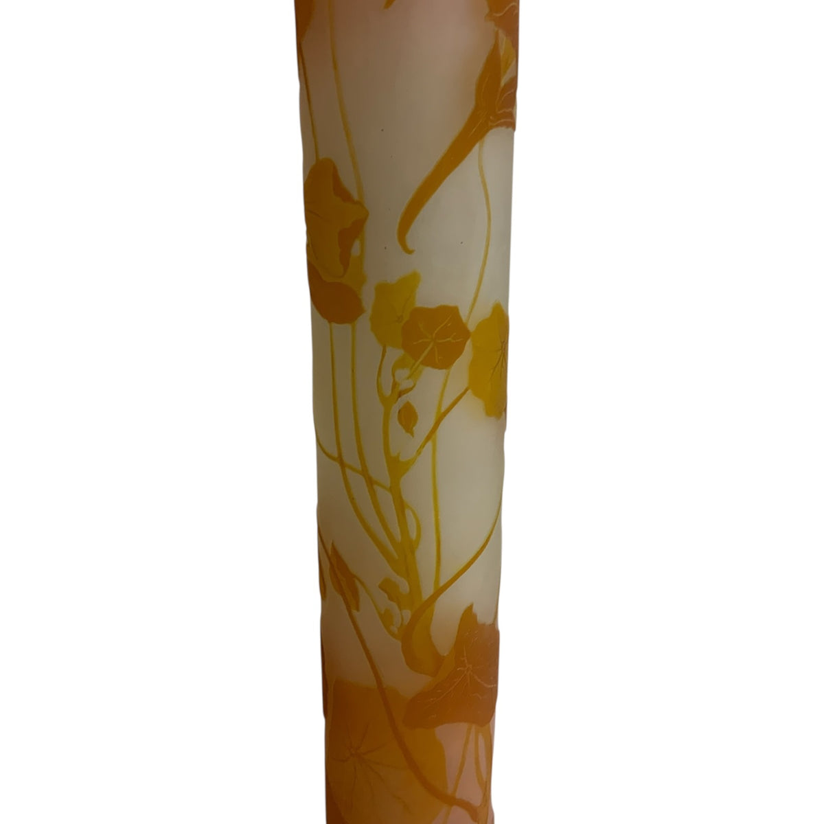Monumental Émile Gallé (1846–1904) Art Nouveau Cameo Glass Nasturtium (Capucines) Banjo Vase c1900s