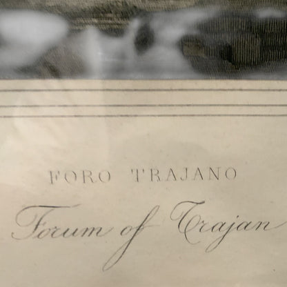 Antique 1837 Gaetano Cottafavi Roman Engraving "Foro Trajano" Framed Bikoff Collection Provenance