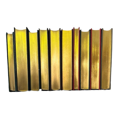 Ltd Ed. Franklin Mint Full Leather Bound Books Lot of 9 22K Gilt Silk Moiré 1970s-1980s UNREAD