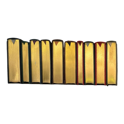 Ltd Ed. Franklin Mint Full Leather Bound Books Lot of 9 22K Gilt Silk Moiré 1970s-1980s UNREAD