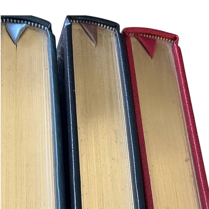 Ltd Ed. Franklin Mint Full Leather Bound Books Lot of 9 22K Gilt Silk Moiré 1970s-1980s UNREAD