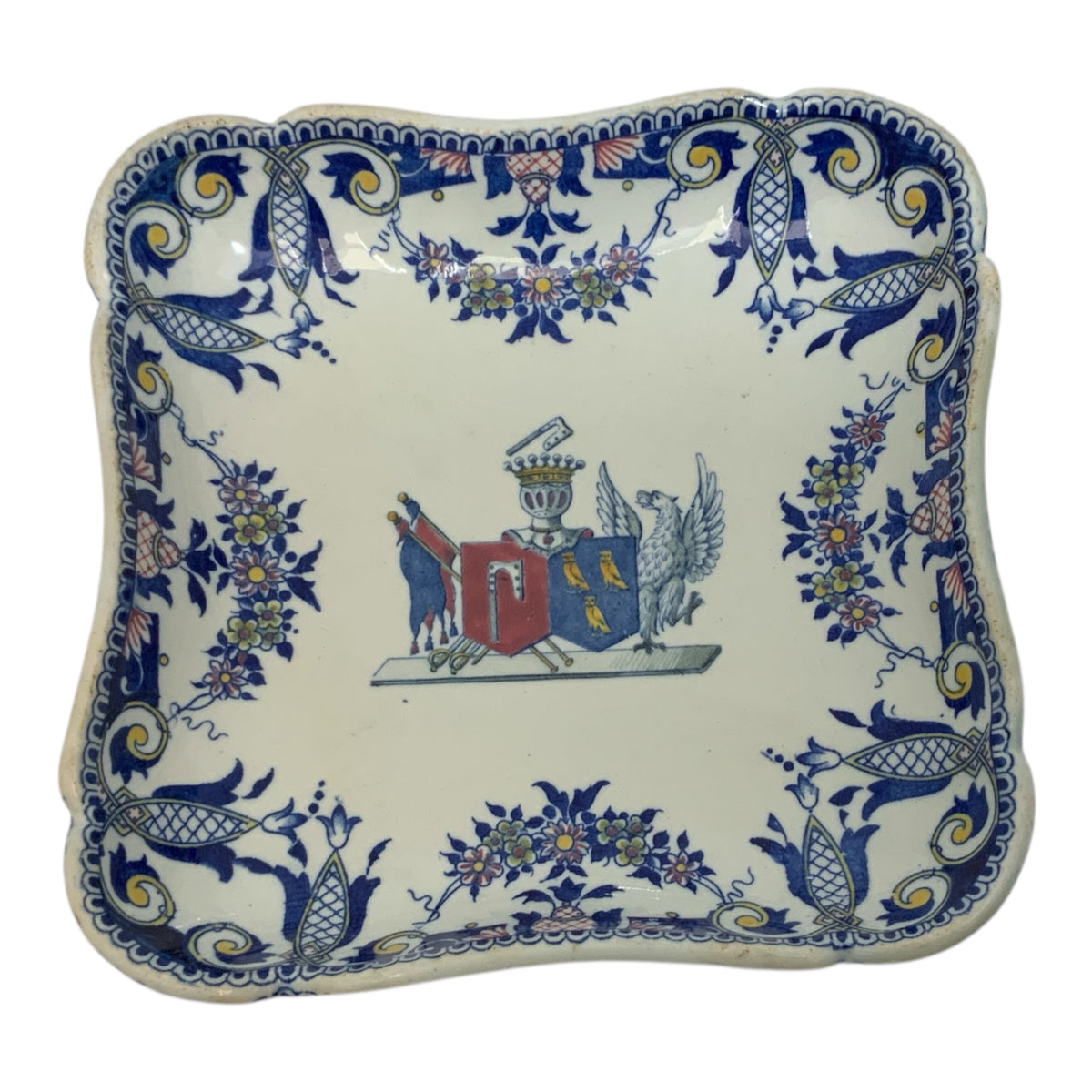 Pair of Antique French Gien Faience Armorial Serving Dishes, Circa 1875–1900