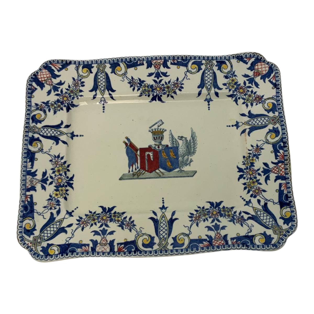 Pair of Antique French Gien Faience Armorial Serving Dishes, Circa 1875–1900