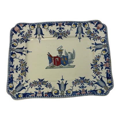 Pair of Antique French Gien Faience Armorial Serving Dishes, Circa 1875–1900