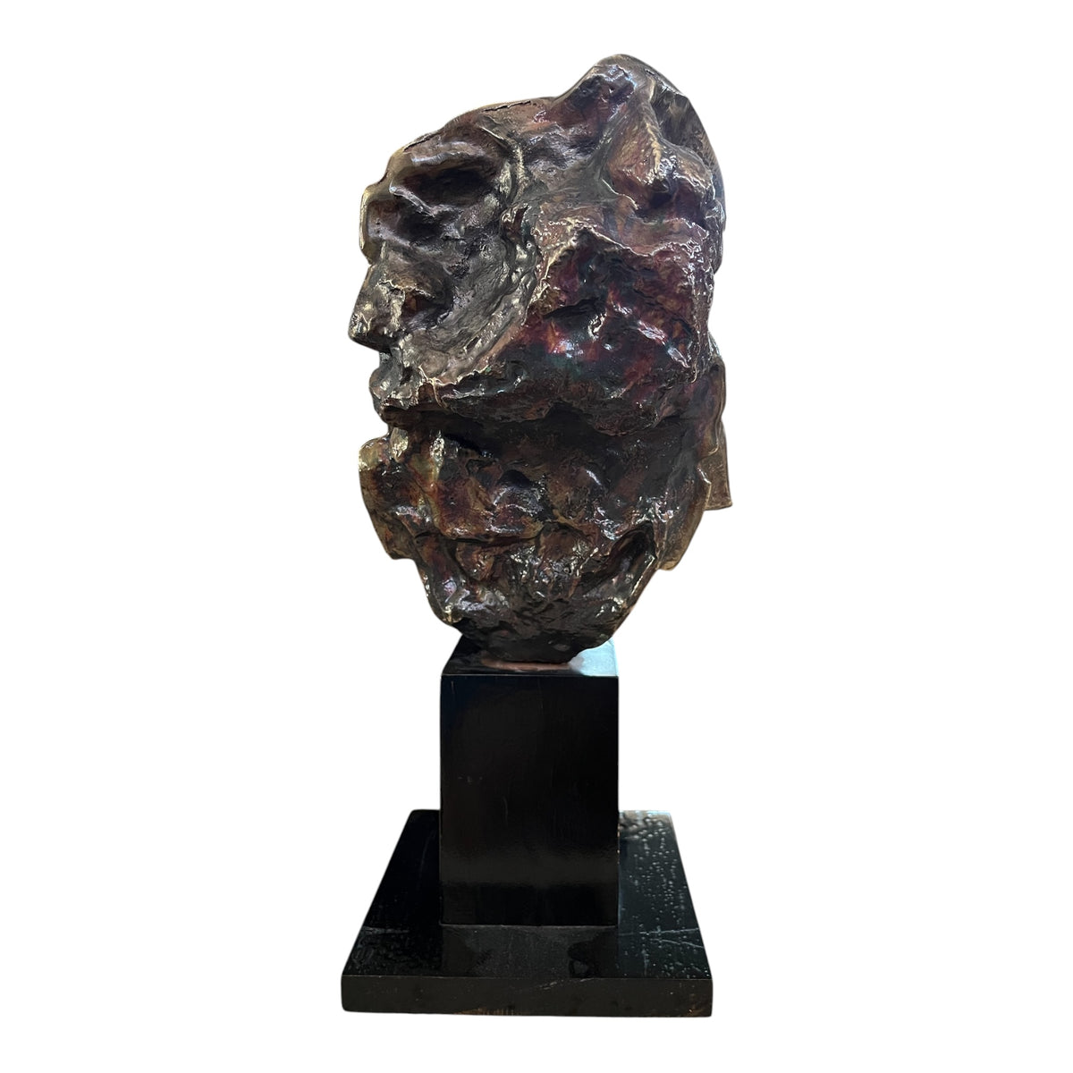 Mayan King Pakal Pacal sculpture textured patinated rear view