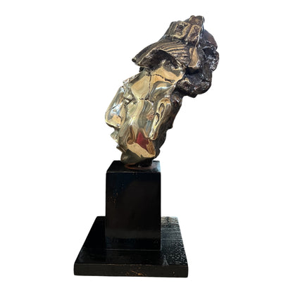 Mayan King Pakal Pacal sculpture side view on black wood base
